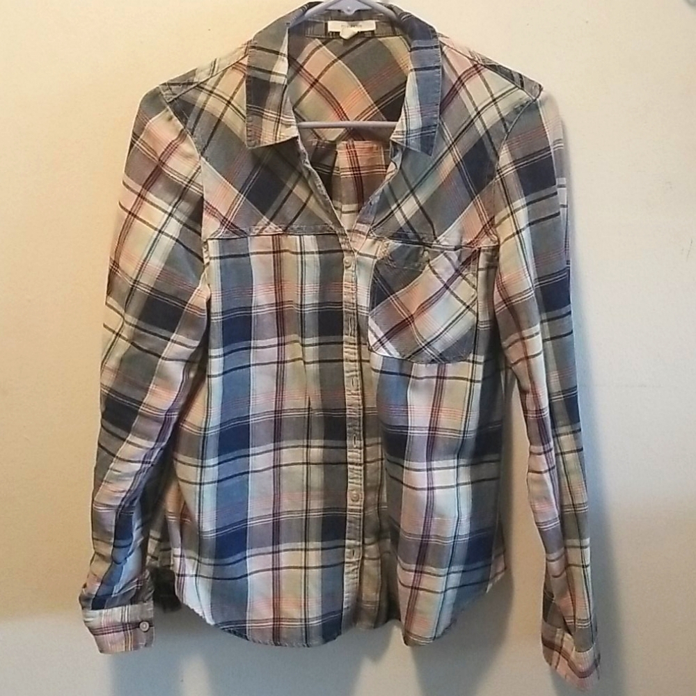 Maurices Blue, Pink and Red Long Sleeve Flannel